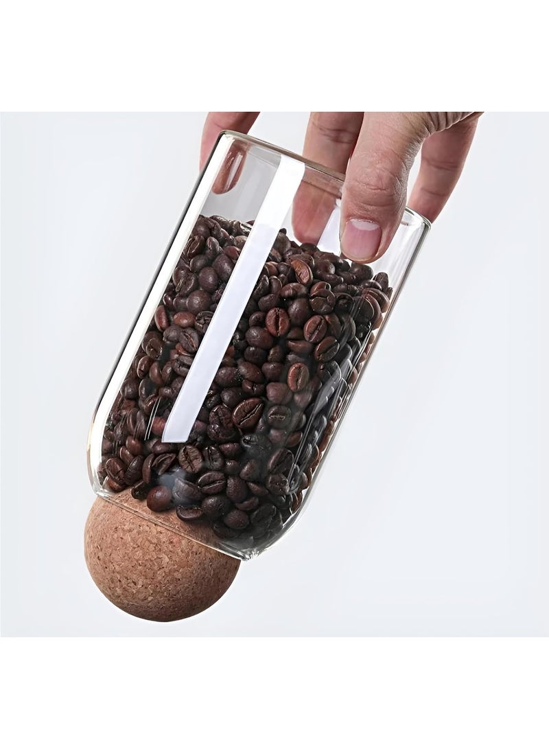 Glass storage jar with a transparent round wooden lid for serving tea and coffee, set of 3 pieces (500-800-1200 ml) - Image 5