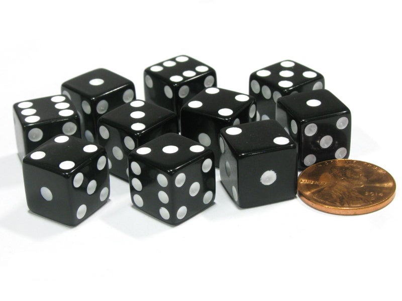 Koplow Games Set of 10 Six Sided D6 12mm Square Dice Black by Koplow Games - Image 2