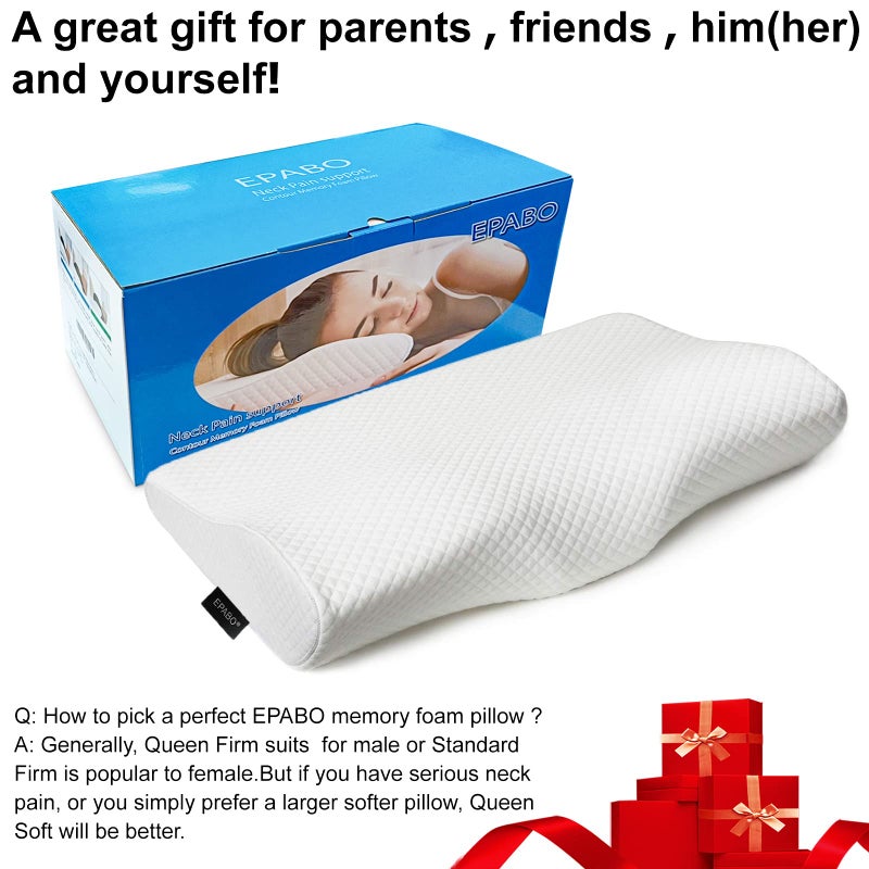 EPABO Contour Memory Foam Pillow Orthopedic Sleeping Pillows, Ergonomic Cervical Pillow for Neck Pain - for Side Sleepers, Back and Stomach Sleepers, Free Pillowcase Included (Soft & Queen Size) - Image 5