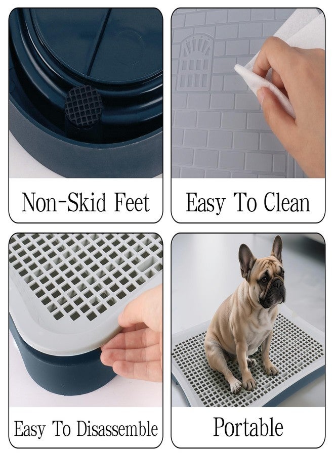Dmnnlp Dog Pee Pad Holder with Pee Pads, 20.1"x15.6"X1.4" Indoor Dog Potty Pad with Splash Guard for Puppy and Small Dogs, Housebreaking Supplies, Pet Products (Blue) - Image 3