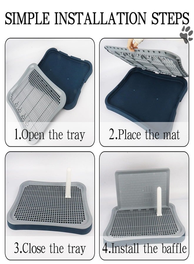 Dmnnlp Dog Pee Pad Holder with Pee Pads, 20.1"x15.6"X1.4" Indoor Dog Potty Pad with Splash Guard for Puppy and Small Dogs, Housebreaking Supplies, Pet Products (Blue) - Image 4