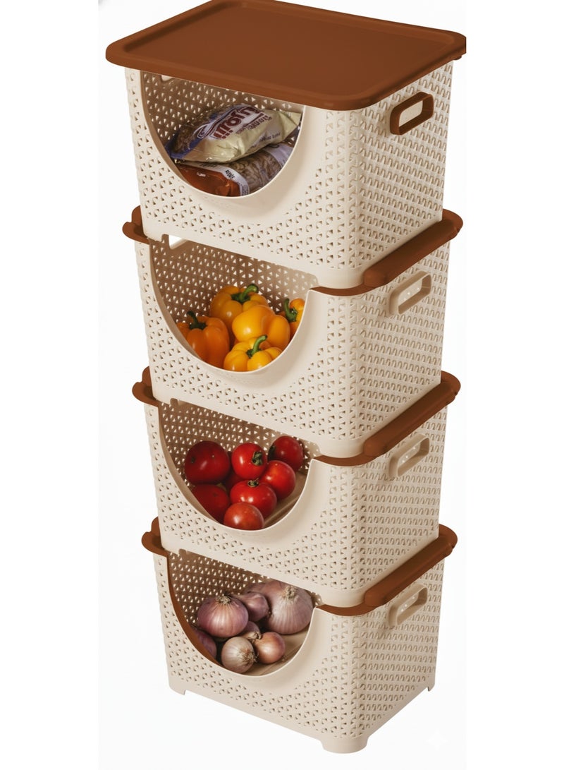 El Watania TURKISH TURBO 4 SHELVES Beige and Brown Color - Image 3