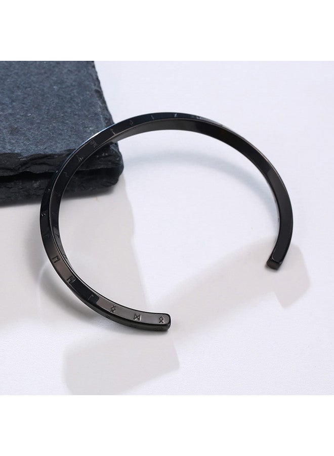 VNOX Norse Viking Jewelry Gift -Mens Cuff Bracelet Nordic 24 Runes Alphabets Bracelet for Men Mobius Twist Cuff Bracelet Pagan Amulet Talisman Bracelet,Black - Image 3