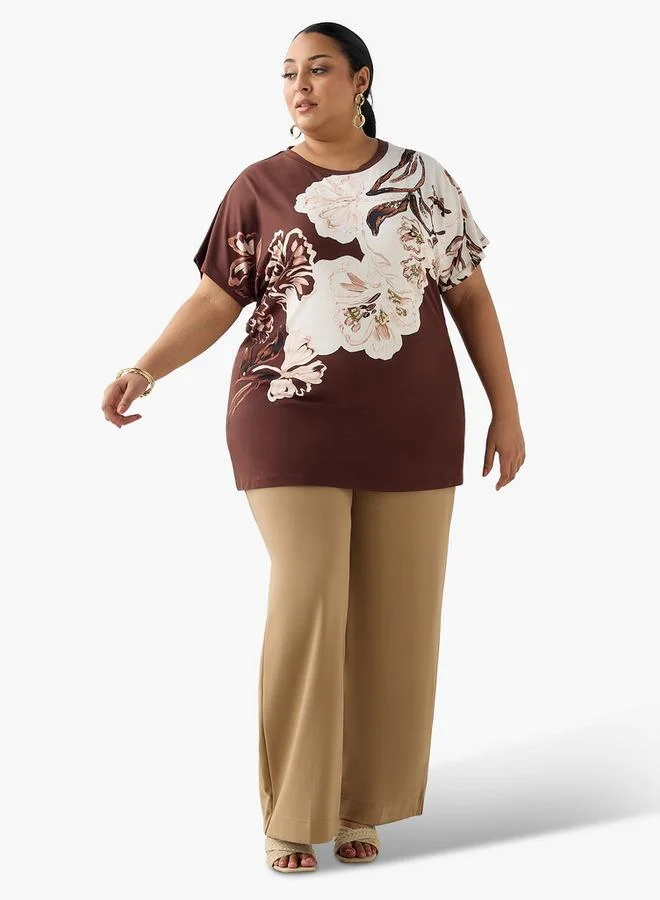  أولا بوبكن Ulla Popken Relaxed Fit T-shirt with Bead Embellished Detail