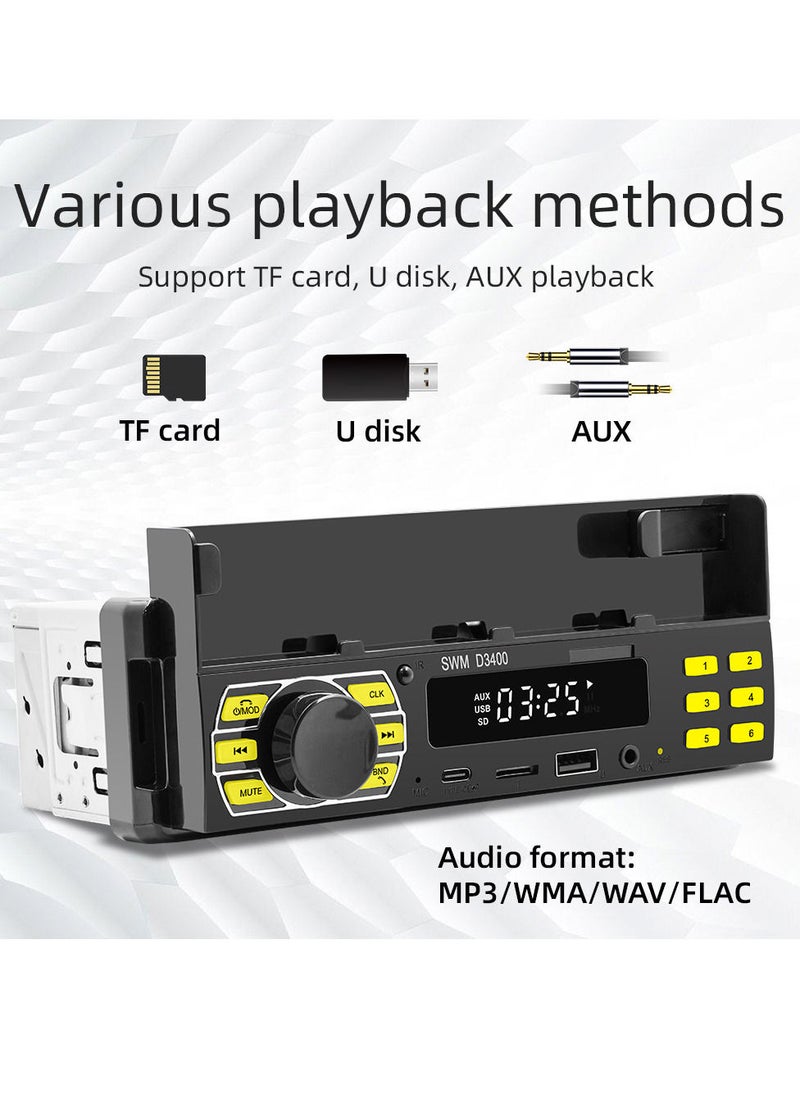 Generic - BT Car Stereo Receiver Multifunctional MP3 Player FM Radio Hands-Free Calling U-Disk/TF Card/Aux-in Player Support APP to Find Car/Voice Assistant/Audio Recording with Adjustable Phone Holder Remote C - Image 1