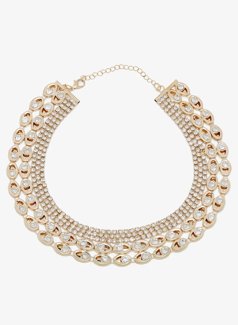 Khizana Gold Embellished Rhinestone Choker