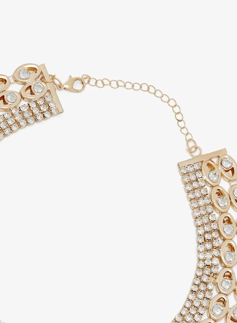 Khizana Gold Gold Embellished Rhinestone Choker for Women | Best Price UAE