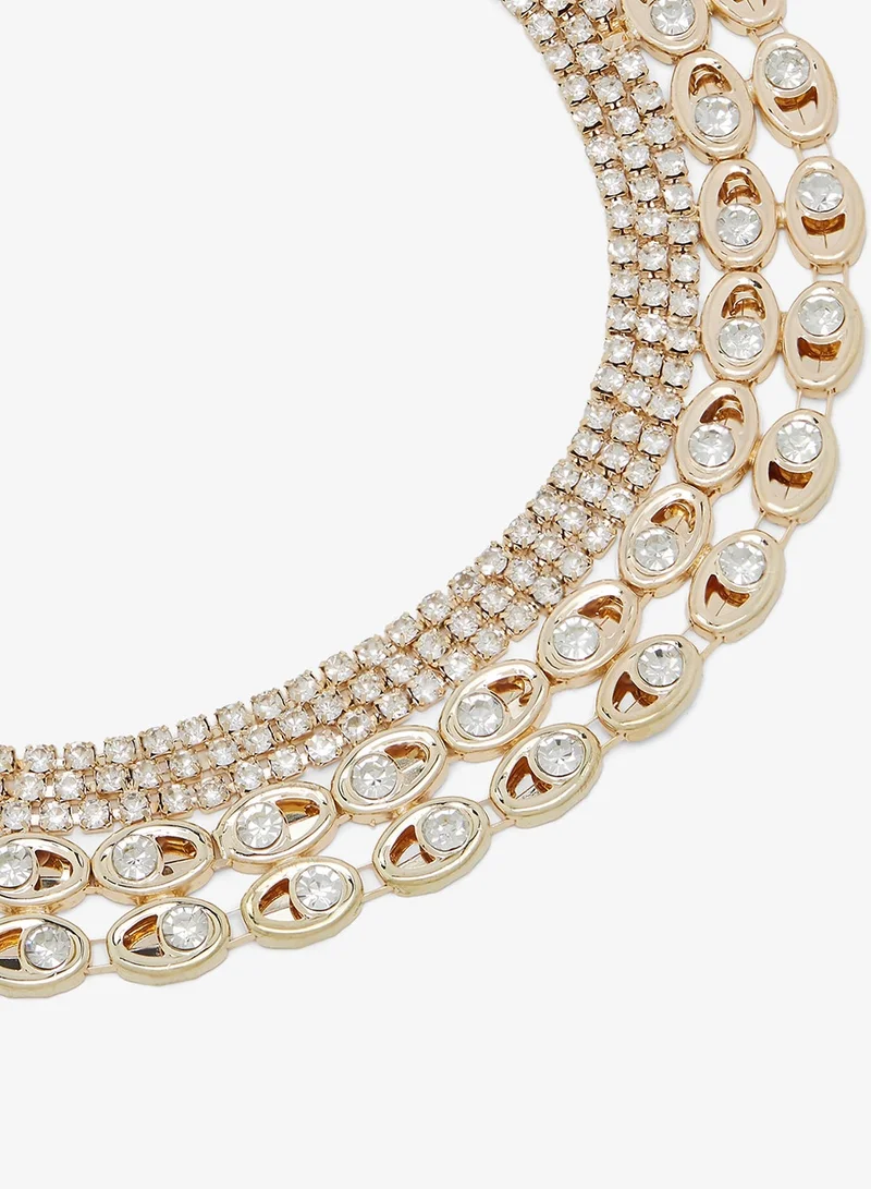 Khizana Gold Gold Embellished Rhinestone Choker for Women | Best Price UAE