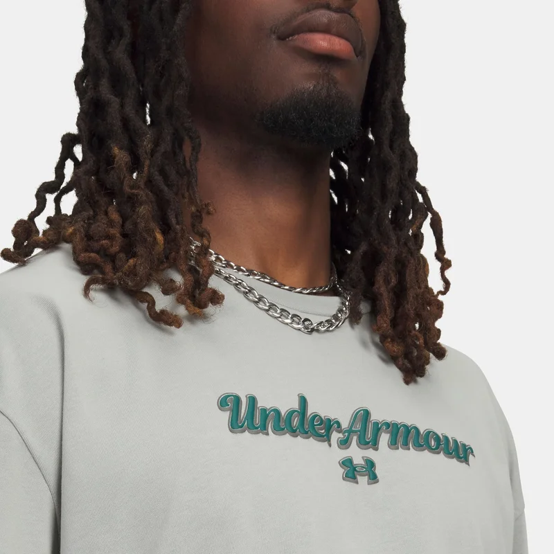 Under Armour Grey Men's Heavyweight Wordmark T-Shirt for Men | Best Price UAE