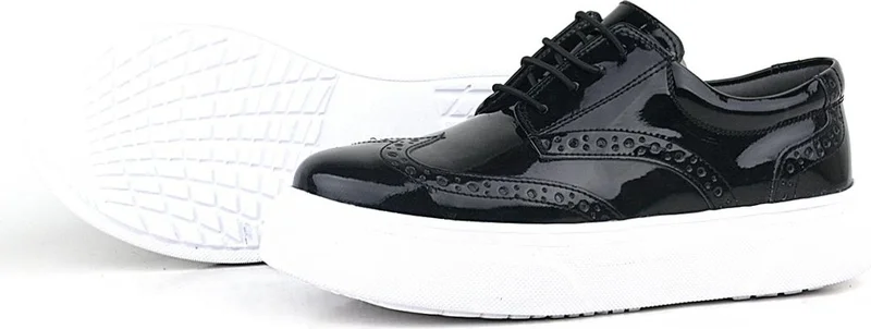 Rakerplus Black Patent Leather White Sole Oxford Children's Classic Shoes