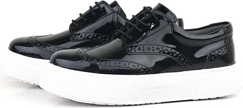 Rakerplus Black Patent Leather White Sole Oxford Children's Classic Shoes