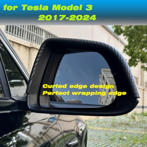 XTnueotr for Tesla Model 3 Rearview Mirror Guard Cover, Side Mirror Cover Exterior Accessories fit for Tesla Model 3 2017-2025 (Model 3-Gloss Carbon Fiber Pattern) - Image 4