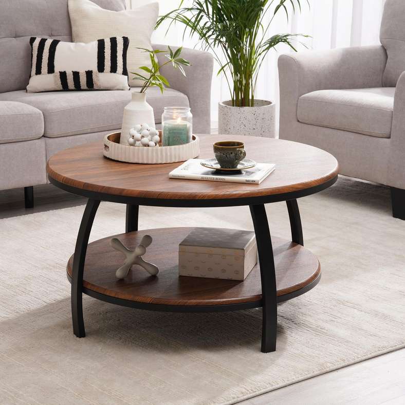 UKIYO COFFEE TABLE ROUND - DARK BROWN BLACK