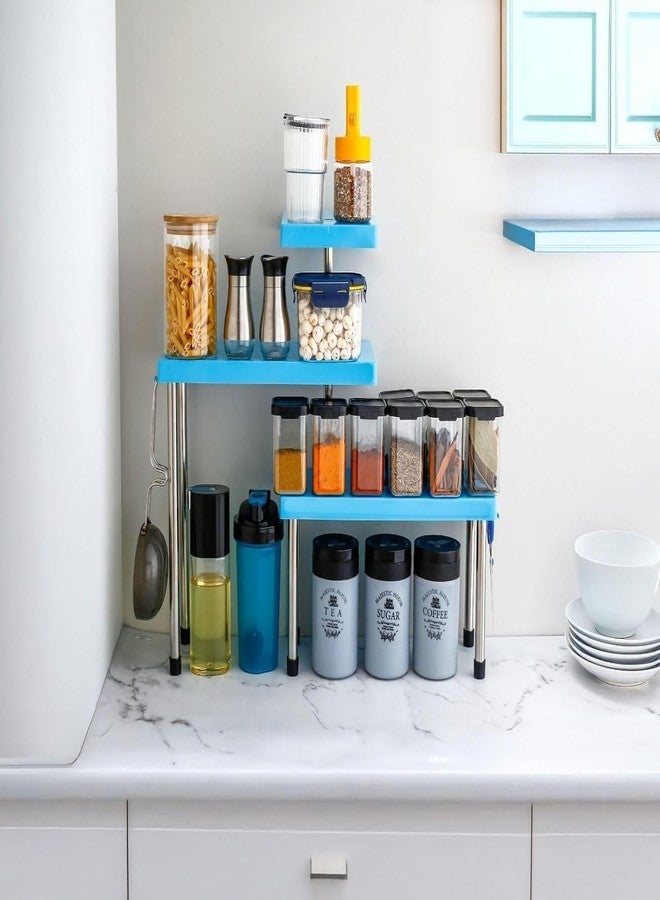 Celvee Countertop Organizer Rack, 3 Tier, ABS Plastic with Stainless Steel Legs, Corner Shelf for Kitchen, Bathroom and Office, Multi-Purpose Storage - Image 2