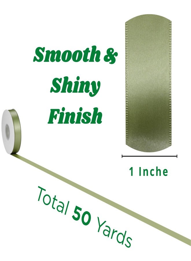 Rokateam Sage Green Satin Ribbon 1 Inch x 50 Yards – Rustic Double Faced Ribbon for Wedding Favors, Gifts & Floral Crafts - Image 3