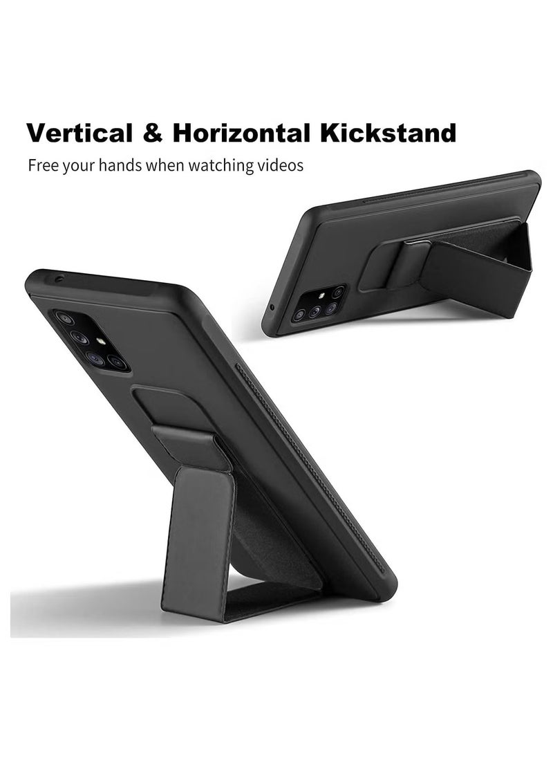 ELTRAZONE - Galaxy A71 4G Magnetic Stand & Holder Hand Strap Grip Kickstand Case, Finger Strap Cover for Samsung A71 – Black Protective Case with Built-In Stand for Hands-Free Viewing & Secure Grip - Image 1