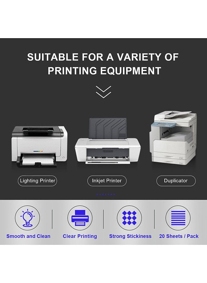 20 Sheets Round Sticker Paper Blank White Adhesive Labels Shipping Address Labels 5cm Total 300 Label Paper for Inkjet Printer