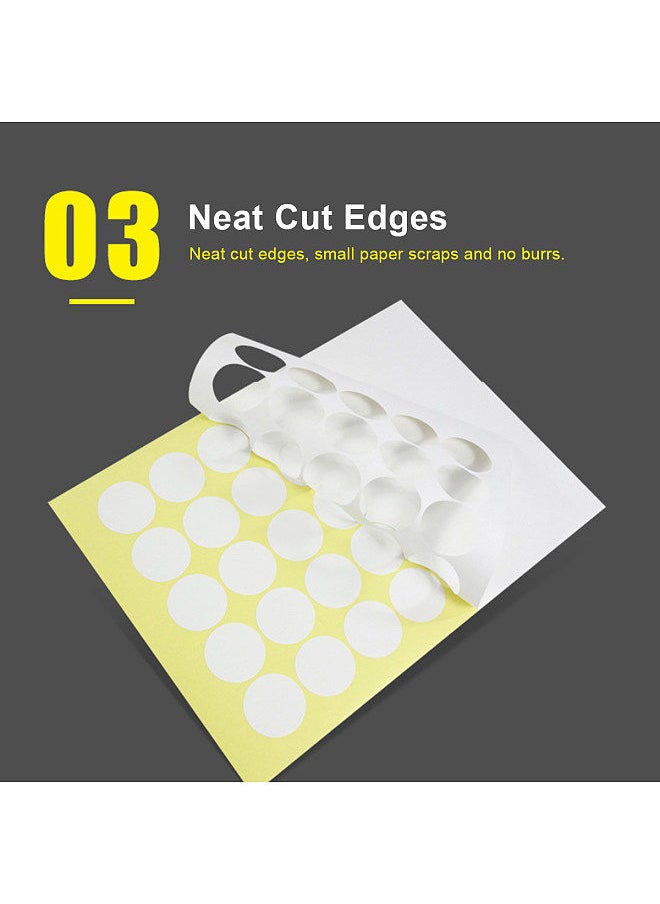 20 Sheets Round Sticker Paper Blank White Adhesive Labels Shipping Address Labels 5cm Total 300 Label Paper for Inkjet Printer