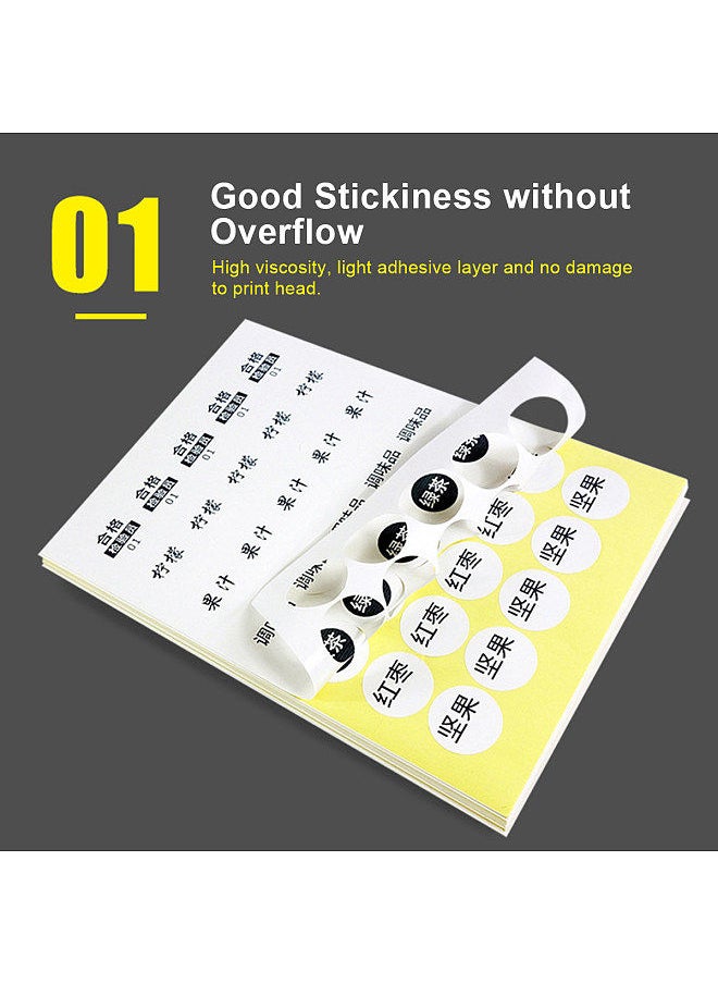 20 Sheets Round Sticker Paper Blank White Adhesive Labels Shipping Address Labels 5cm Total 300 Label Paper for Inkjet Printer