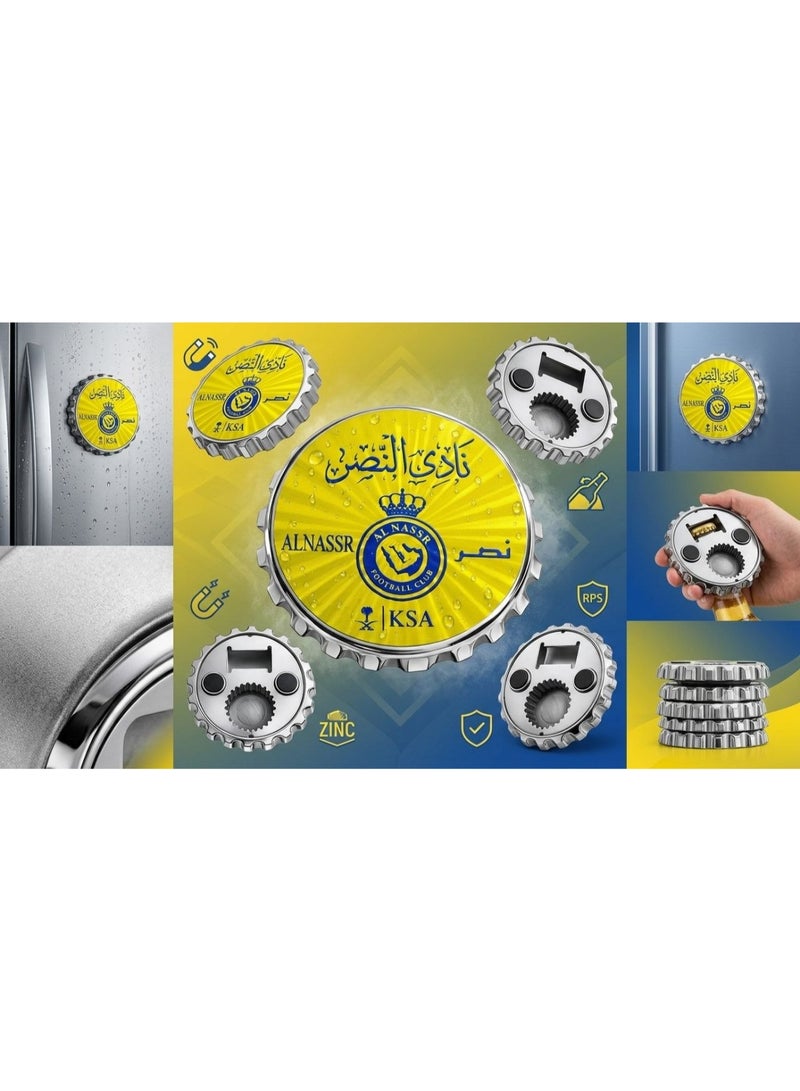2-in-1 Al Nassr FC Fridge Magnet & Bottle Opener – Premium Metal Magnetic Refrigerator Magnet with Built-in Beer Bottle Cap Opener, Durable Zinc Alloy Football Fan Souvenir Gift, Yellow & Blue - Image 5