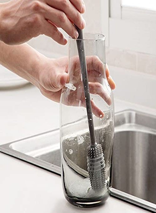 AVMPHD Silicone Bottle Cleaning Brush with Long Handle for Milk Bottle Washer for Water Bottles Tumblers Thermos Cup Cleaner Pack of 1 - Image 1