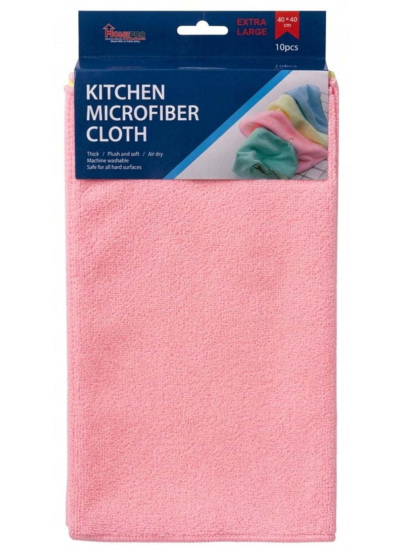 HomePro Microfiber Cleaning Cloth Set Multicolour Kitchen Towels Super Absorbent & Lint Free Reusable Cloths Extra Large 40X40Cm 10Pcs Assorted Colors - Image 1