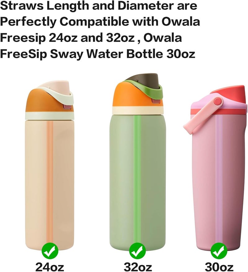 Bulbrite Straws Replacement Compatible with Owala Freepsip 24oz,32oz Water Bottle,Replacement Parts For Owala Free Sip Sway 30 oz,Include 6 BPA-FREE Straws and 1 Cleaning Brush,Pink - Image 4