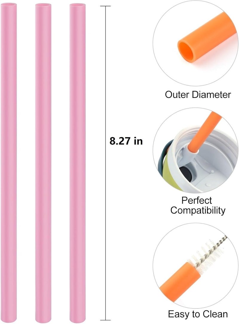 Bulbrite Straws Replacement Compatible with Owala Freepsip 24oz,32oz Water Bottle,Replacement Parts For Owala Free Sip Sway 30 oz,Include 6 BPA-FREE Straws and 1 Cleaning Brush,Pink - Image 2