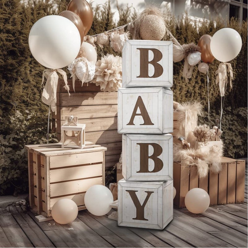 Eploger Baby Shower Boxes for Gender Reveal Party Gender Neutral Baby Shower Centerpiece Decor,Wood Grain Boxes with Baby Letters,Baby Shower Supplies, Gender Reveal Backdrop - Image 4