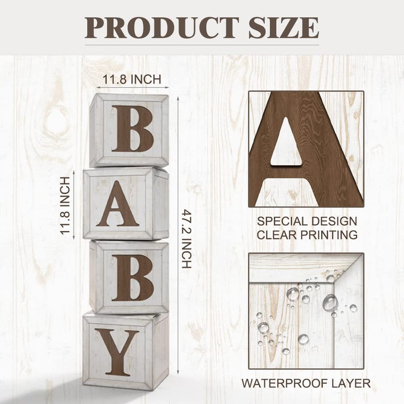 Eploger Baby Shower Boxes for Gender Reveal Party Gender Neutral Baby Shower Centerpiece Decor,Wood Grain Boxes with Baby Letters,Baby Shower Supplies, Gender Reveal Backdrop - Image 5