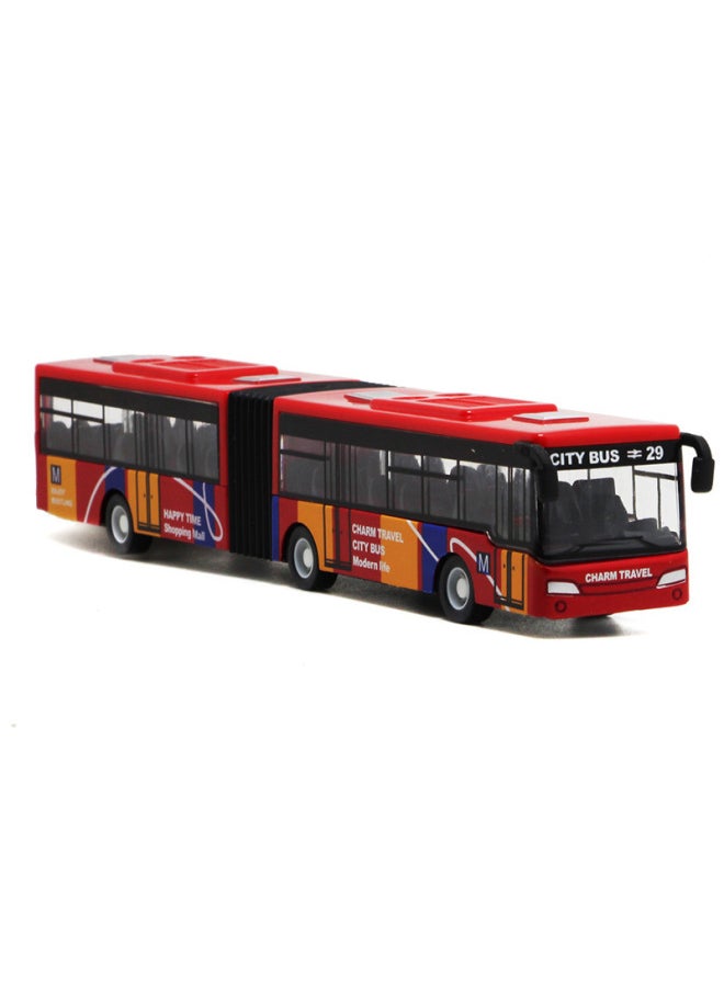null - Direct Supply Alloy Double Section Lengthened Small Bus Compact Back Force Simulation Children Bus Bus Toy-Color:Red Double Bus - Image 1