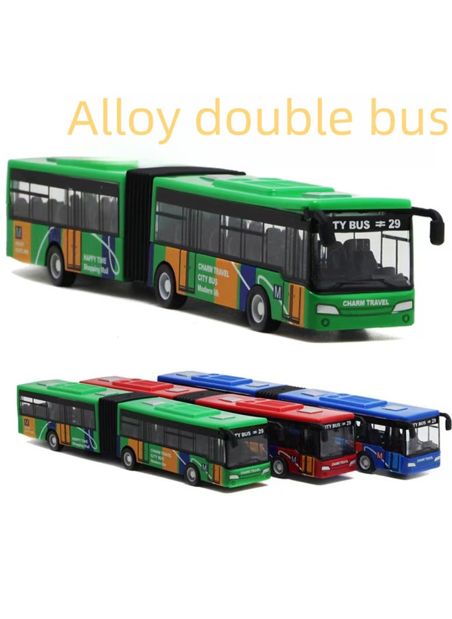 null - Direct Supply Alloy Double Section Lengthened Small Bus Compact Back Force Simulation Children Bus Bus Toy-Color:Red Double Bus - Image 1