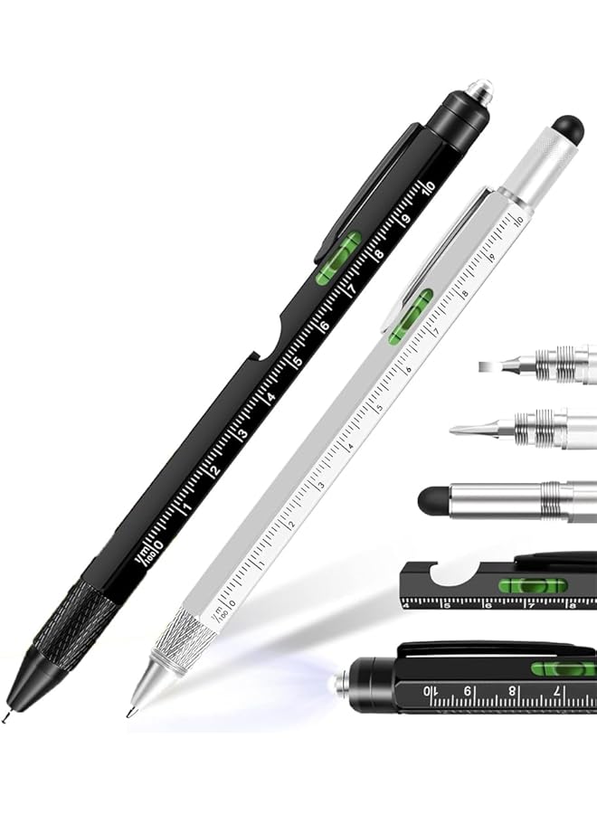 promass 9 in 1 Multitool Pen, Pocket Multi Tool with Light, Stylus, Ruler, Screwdriver Bubble Leveler, Cool Must-Have Gadgets for Woodworking Electrical Engineers, Birthday Gifts for Men - Image 1