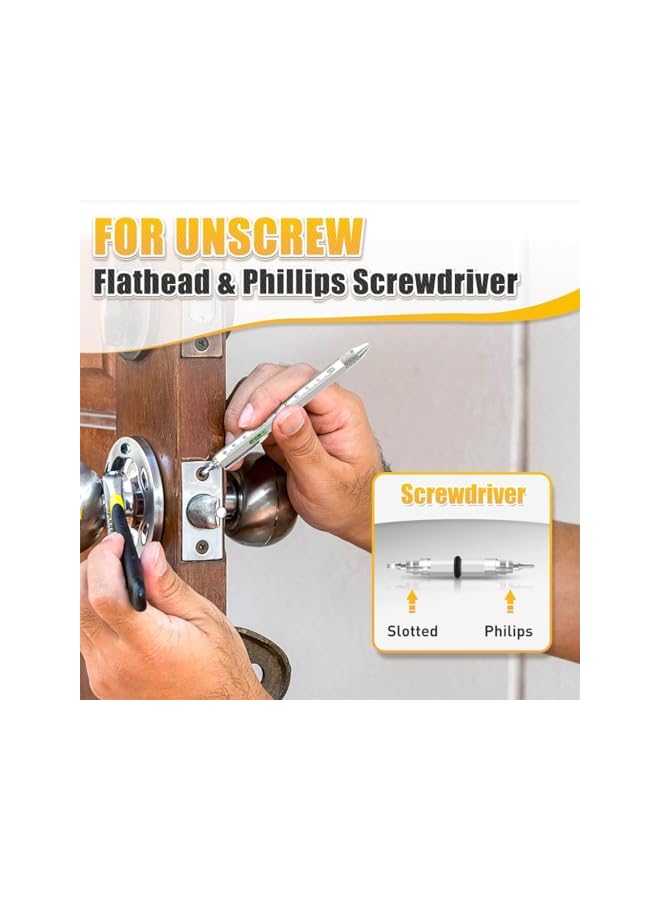 promass 9 in 1 Multitool Pen, Pocket Multi Tool with Light, Stylus, Ruler, Screwdriver Bubble Leveler, Cool Must-Have Gadgets for Woodworking Electrical Engineers, Birthday Gifts for Men - Image 4