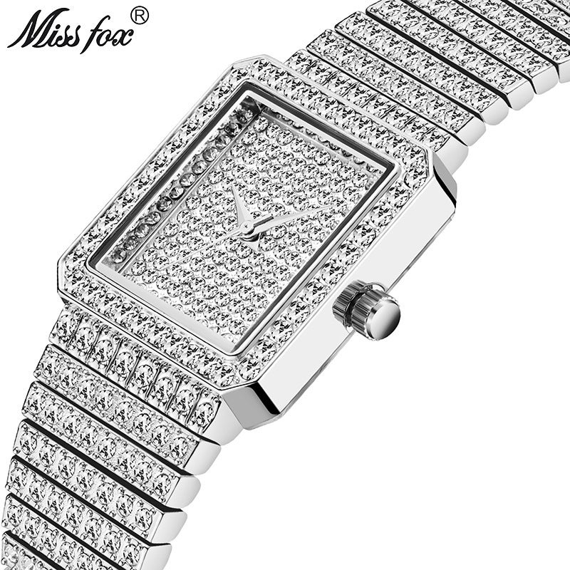 MISS FOX New Fashion Watch - Korean Style Square Quartz Watch with Rhinestones for Men and Women