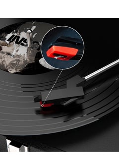 Angmei Vinyl Record Player 3-Speed Wireless Suitcase Journey Vintage Bluetooth Suitcase Portable Belt-Driven Record Player with Built-in Speakers RCA Line Out AUX in Headphone Jack Vintage Turntable Dark Green  - Image 3