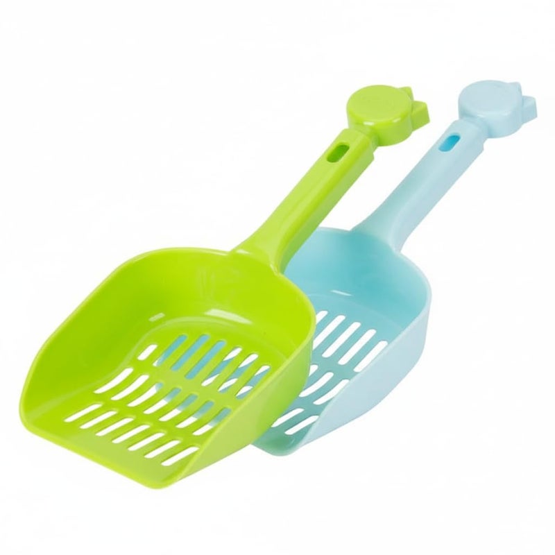 PET FUN Heavy Duty Plastic Cat Litter Scoop Set with Slots | Multi-Color Litter Shovel for All Cat Boxes | Durable, Easy to Clean Pet Waste Scooper (Pack of 2) - Image 1