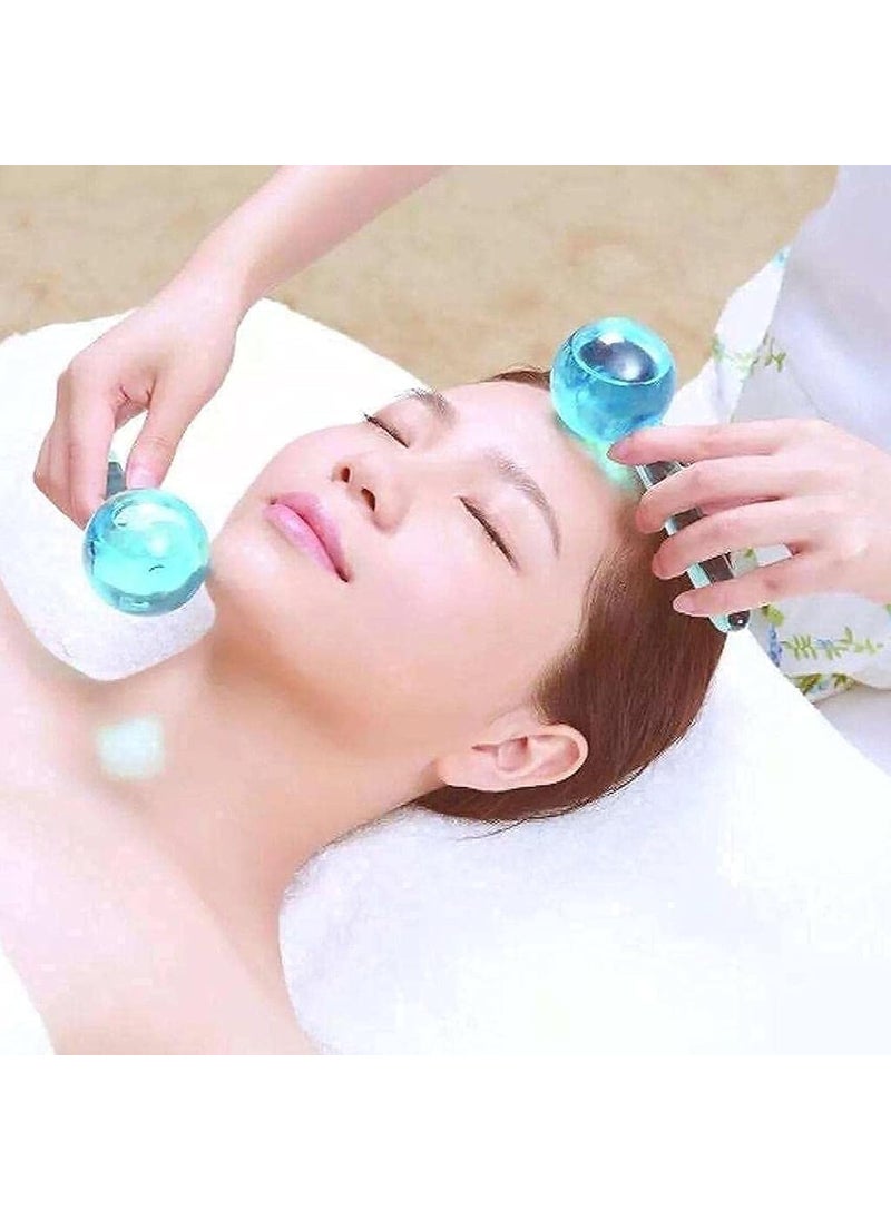 CLICKSY CLICKSY Facial Ice Globe Smart Cool Face Roller Ball Facial Massage Tools for Neck Eye Circle Reduce Anti Ageing Wrinkles Soothing Firming Skin Crystal Ice Roller Pack of 2  - Image 2