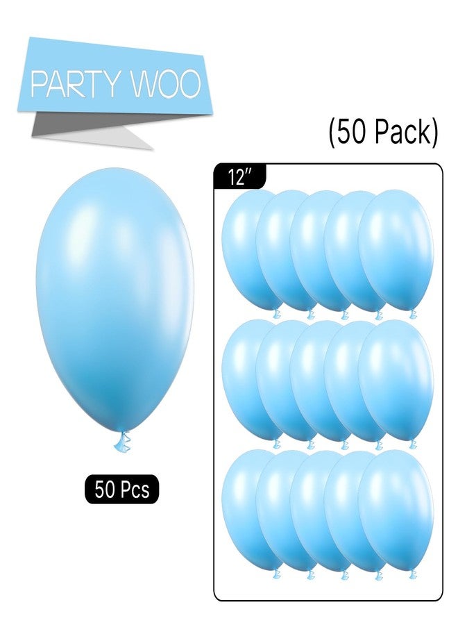 PartyWoo Light Blue Balloons, 50 pcs 12 Inch Matte Blue Balloons, Blue Balloons for Balloon Garland or Balloon Arch as Party Decorations, Birthday Decorations, Baby Shower Decorations, Blue-Y4 - Image 5