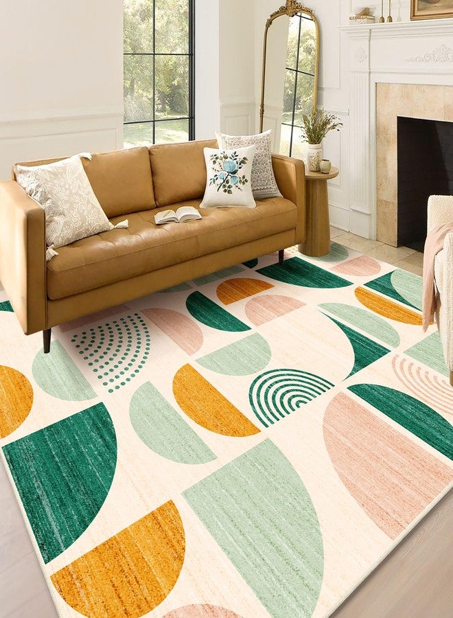 MUJOO Green Rug Boho Washable,5x7 Area Rugs for Living Room Bedroom,Large Throw Floor Carpet Non Slip Soft Modern Abstract Sage Green - Image 4