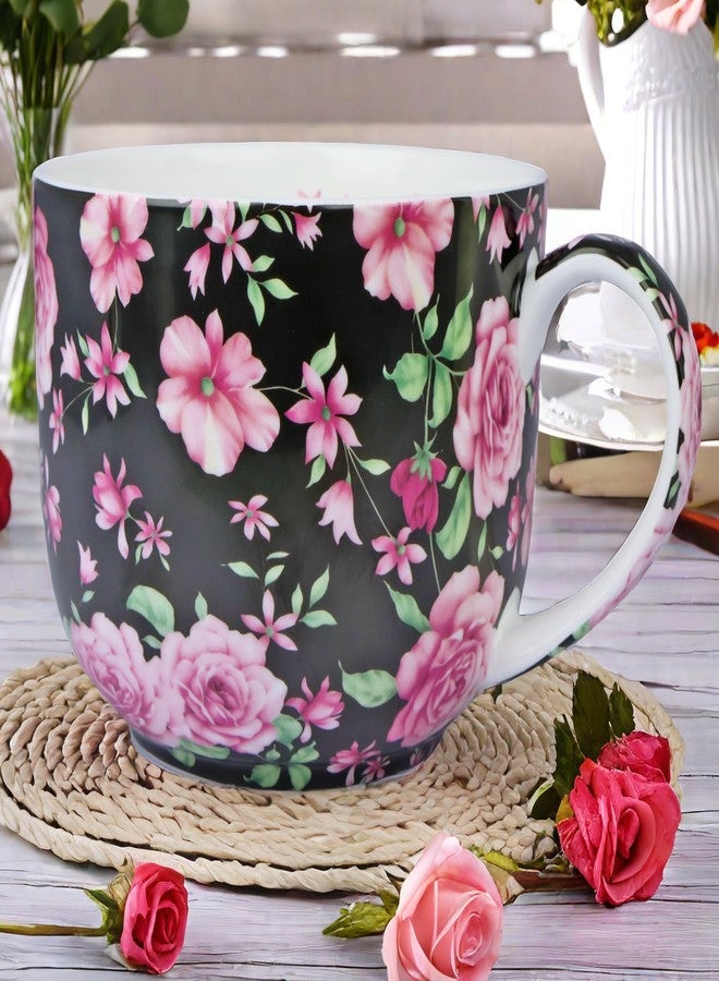 YUESITE Large 25 Ounce Large Coffee Mug Soup Bowls with Handles Oversized Soup Mugs Bone China Soup Mug Cup Soup Bowl for Coffee Cereal Latte (black rose) - Image 5