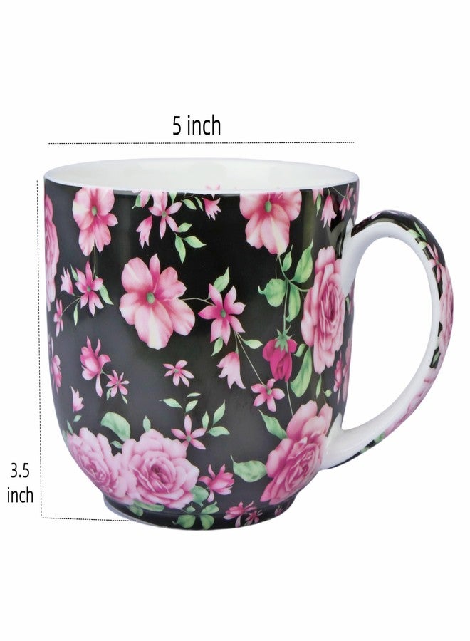 YUESITE Large 25 Ounce Large Coffee Mug Soup Bowls with Handles Oversized Soup Mugs Bone China Soup Mug Cup Soup Bowl for Coffee Cereal Latte (black rose) - Image 2