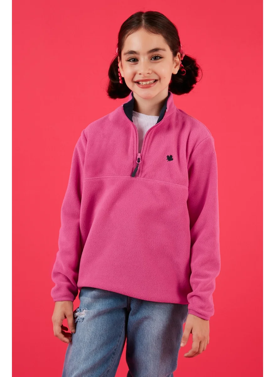 Lela Soft Textured Zippered Stand Collar Winter Fleece Unisex Children's Fleece 5905002