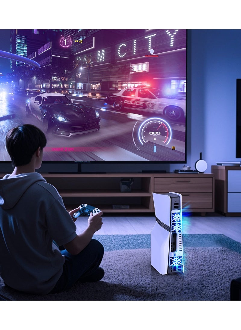مروحة تبريد NANANINO لوحدة التحكم PS5 Slim ، ملحق تبريد مع 3 مراوح عالية السرعة ، نظام تبريد صامت مع مصابيح LED ، ومنفذ USB 3.0 لـ PS5