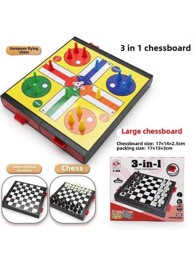 Flying Chess Carpet Gobang Checkers Chess All-in-One Magnetic Absorption Foldable Chessboard Children's Educational Toys-Color: Large Belt Storage  Chess Checkers European Flying Chess -2203-13  - Image 1