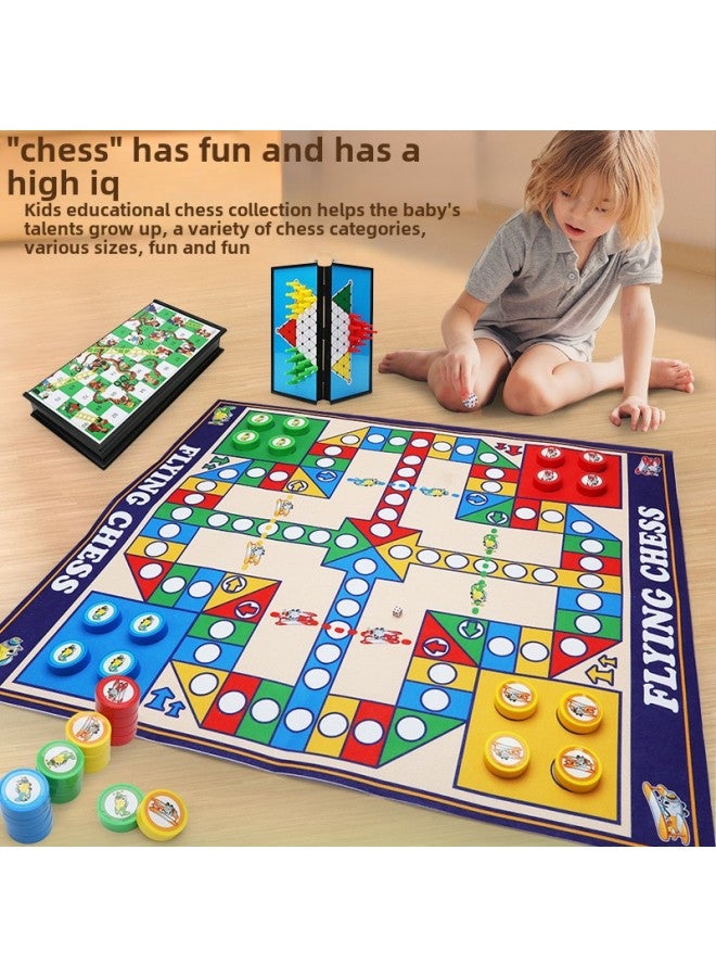 Flying Chess Carpet Gobang Checkers Chess All-in-One Magnetic Absorption Foldable Chessboard Children's Educational Toys-Color: Large Belt Storage  Chess Checkers European Flying Chess -2203-13  - Image 2