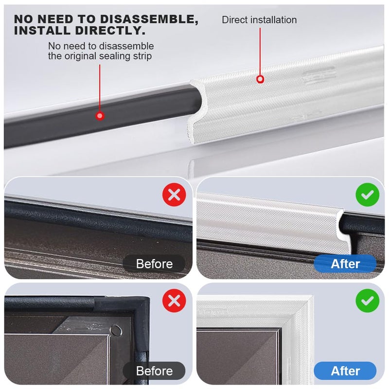 HASTHIP ® 10m Self Adhesive Soundproof Window Sealing Strips - PU Foam Door Sealing Strips Weather Stripping for Door Weatherproof, Windproof Window Frame Seal Brush Strip - Image 3