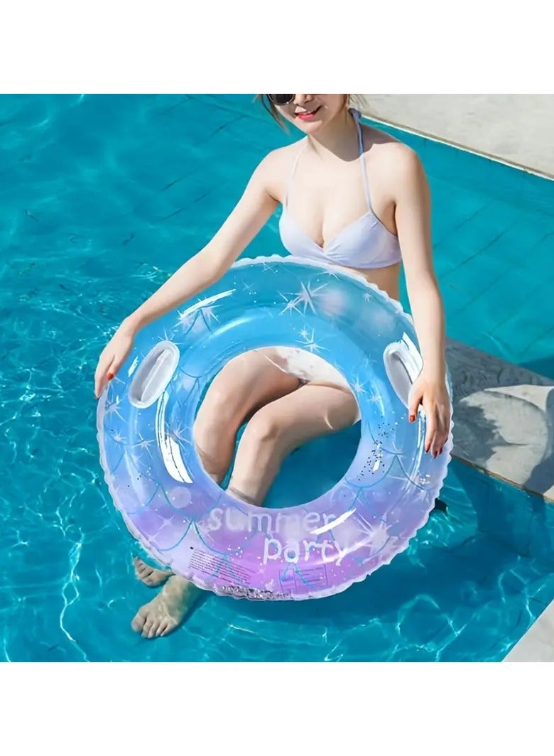 Goolsky حلقة سباحة محمولة صيفية 1 قطعة، طوق نجاة قابل للنفخ، بنمط نجوم ساطع، لتدريب الرياضات المائية، شاطئ الصيف، حفلة بركة (90#) - Image 2