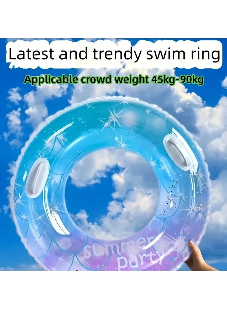 Goolsky حلقة سباحة محمولة صيفية 1 قطعة، طوق نجاة قابل للنفخ، بنمط نجوم ساطع، لتدريب الرياضات المائية، شاطئ الصيف، حفلة بركة (90#) - Image 3