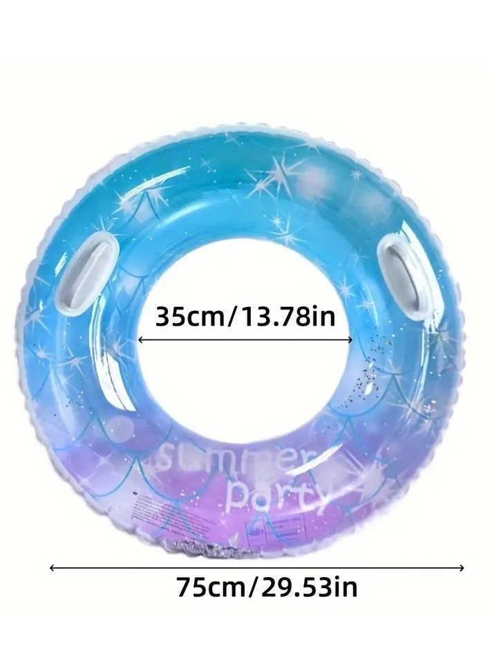Goolsky حلقة سباحة محمولة صيفية 1 قطعة، طوق نجاة قابل للنفخ، بنمط نجوم ساطع، لتدريب الرياضات المائية، شاطئ الصيف، حفلة بركة (90#) - Image 4